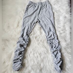 Grey runched ruched scrunched scrunch stacked leggings pants petite XS